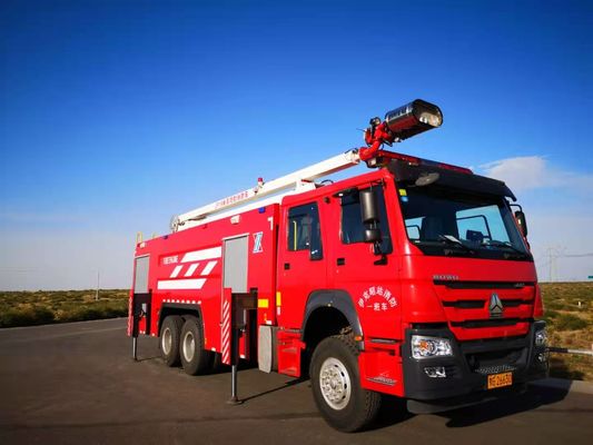 HOWO 336KW Water Tower Fire Truck 10 Wheeled With 10000L Water Capacity